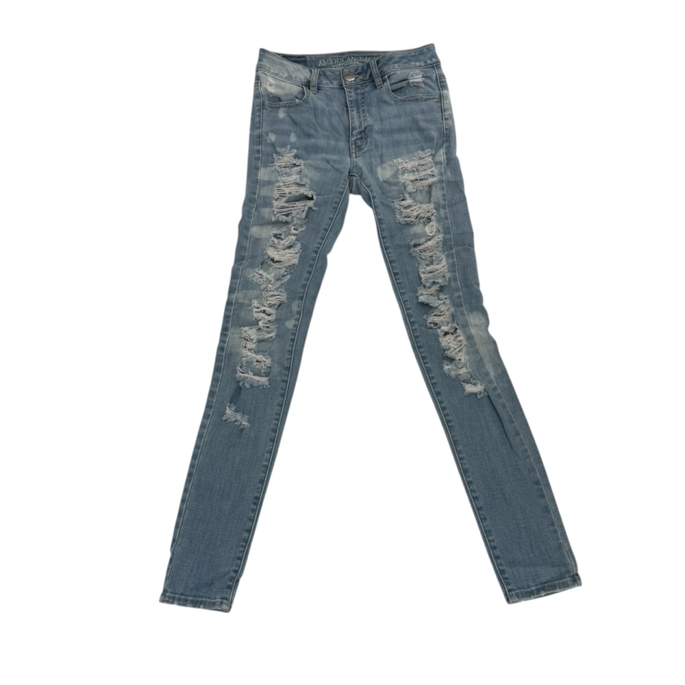 American Eagle Distressed Super Stretch Hi-Rise Denim Jeggings Size 0 Women’s
